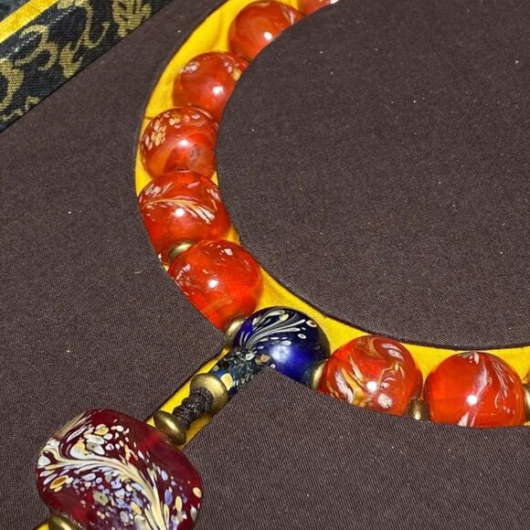 Chinese Peking Glass Beads Prayer Bracelet w Box - Picture 5 of 10